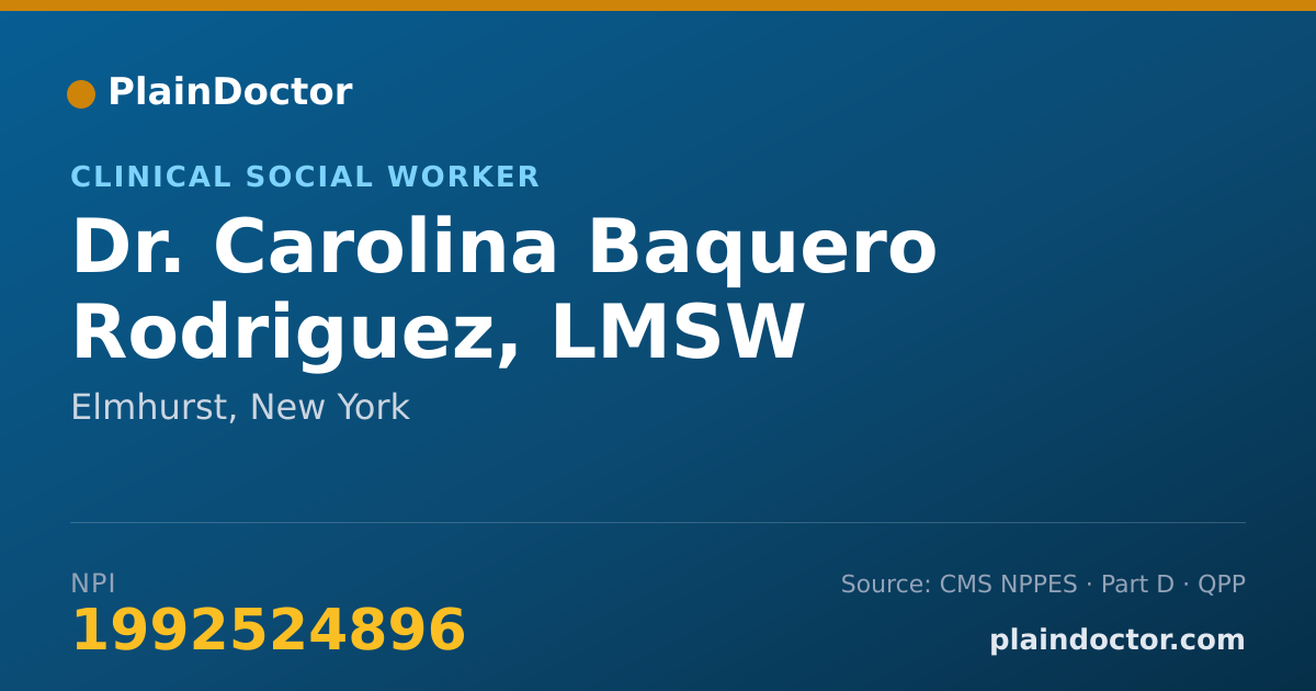 Shareable card for Carolina Baquero Rodriguez, LMSW - Clinical Social Worker, Elmhurst, NY
