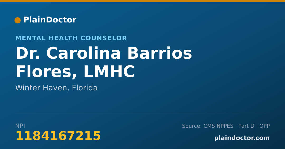 Shareable card for Carolina Barrios Flores, LMHC - Mental Health Counselor, Winter Haven, FL