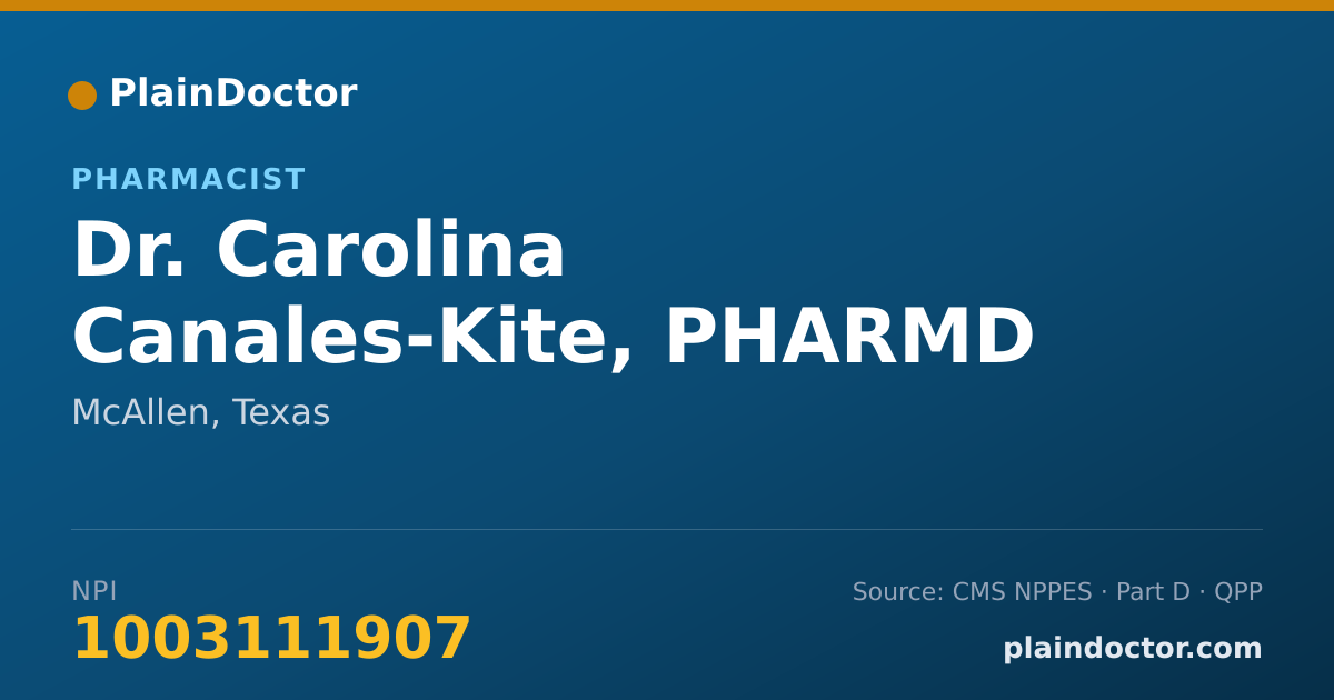 Shareable card for Carolina Canales-Kite, PHARMD - Pharmacist, McAllen, TX
