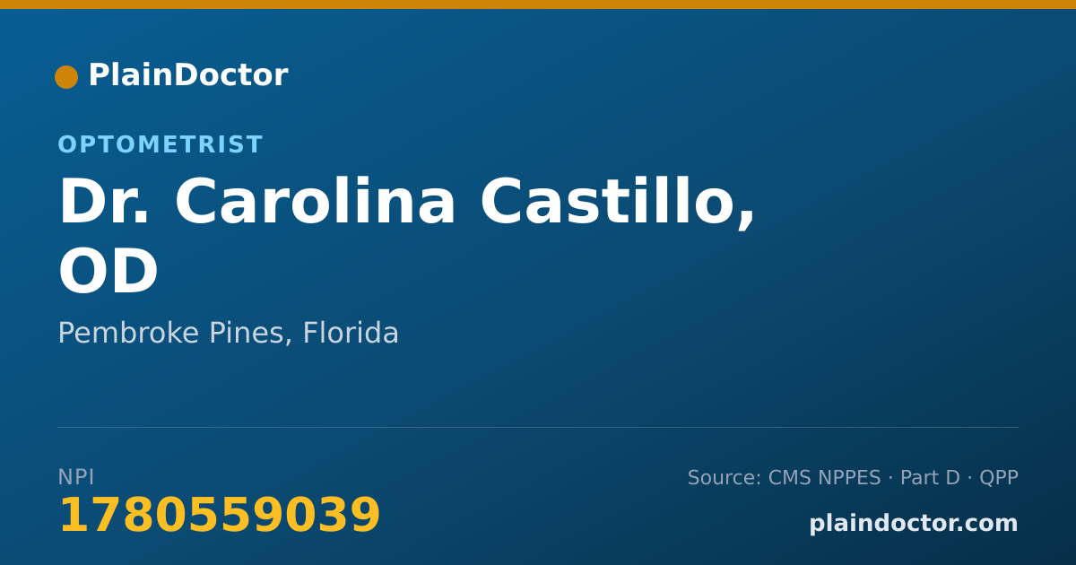 Shareable card for Carolina Castillo, OD - Optometrist, Pembroke Pines, FL