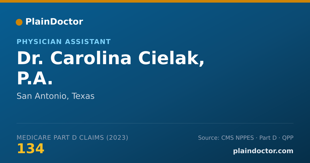 Shareable card for Carolina Cielak, P.A. - Physician Assistant, San Antonio, TX