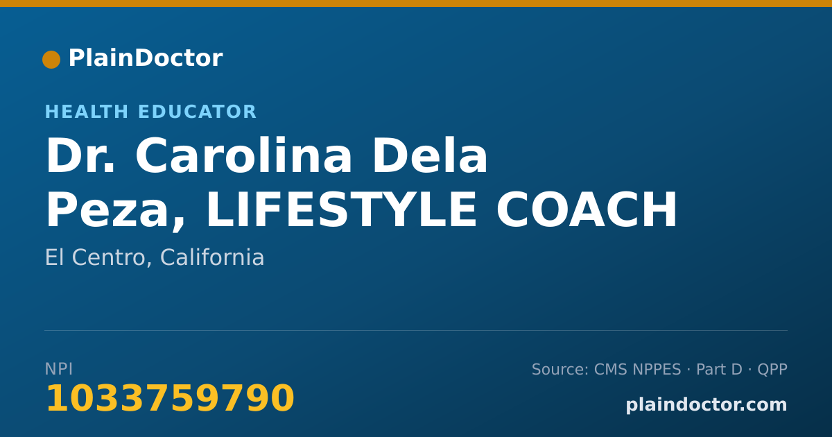 Shareable card for Carolina Dela Peza, LIFESTYLE COACH - Health Educator, El Centro, CA
