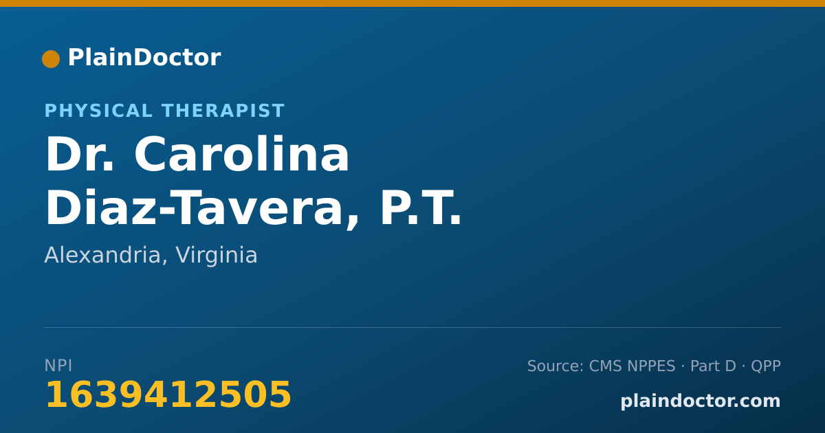 Shareable card for Carolina Diaz-Tavera, P.T. - Physical Therapist, Alexandria, VA