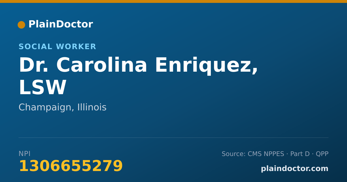 Shareable card for Carolina Enriquez, LSW - Social Worker, Champaign, IL