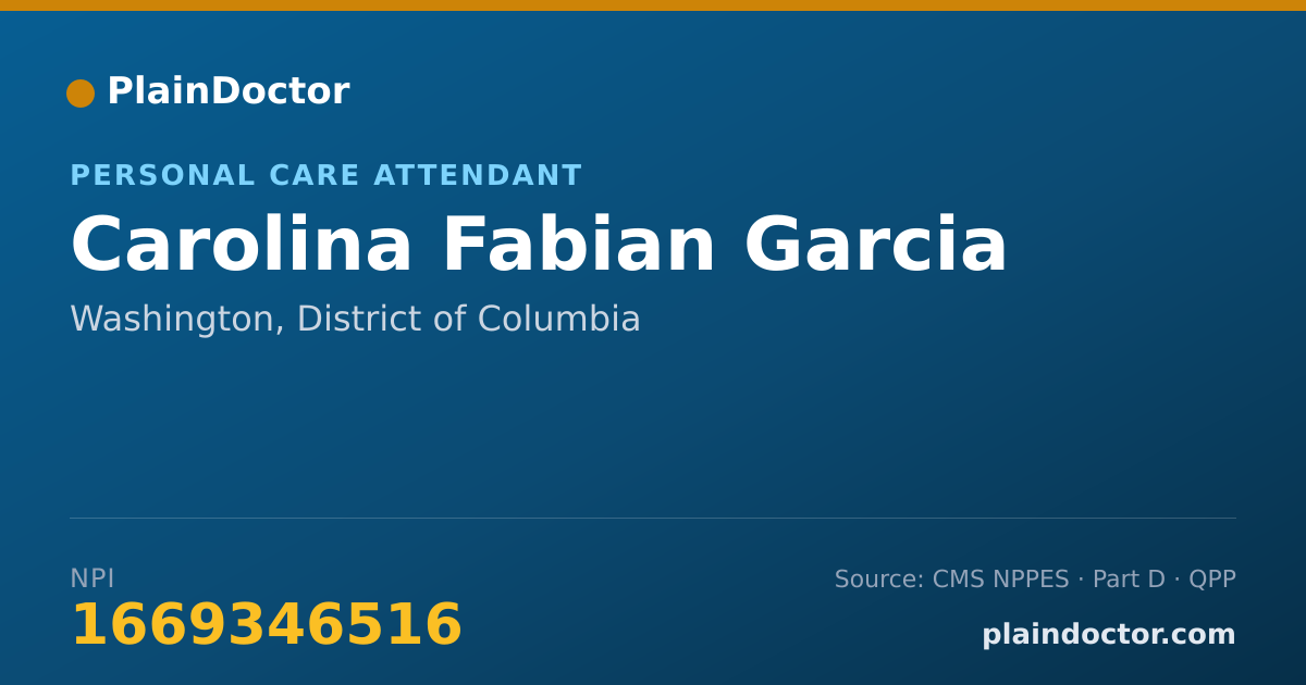 Shareable card for Carolina Fabian Garcia - Personal Care Attendant, Washington, DC