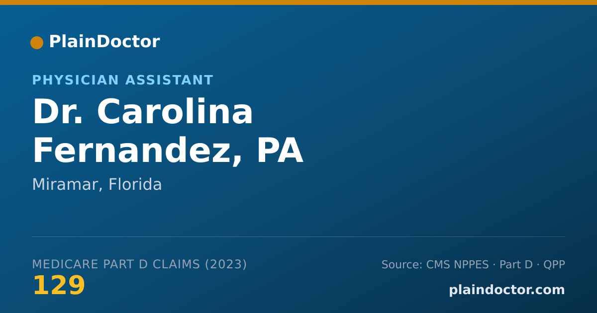 Shareable card for Carolina Fernandez, PA - Physician Assistant, Miramar, FL