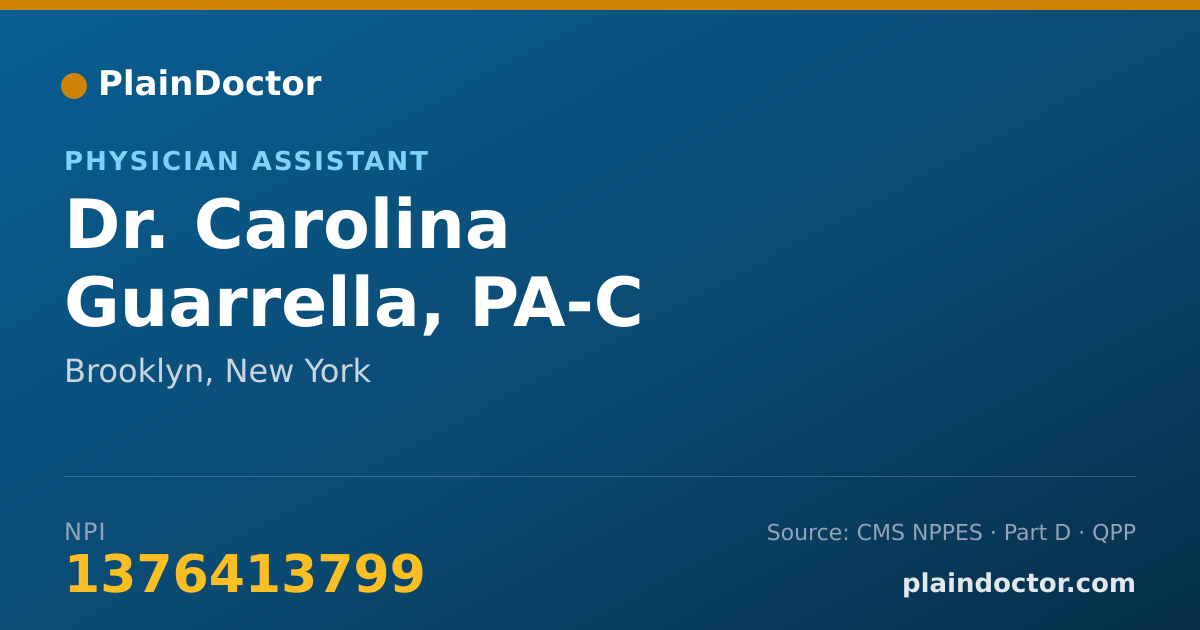 Shareable card for Carolina Guarrella, PA-C - Physician Assistant, Brooklyn, NY