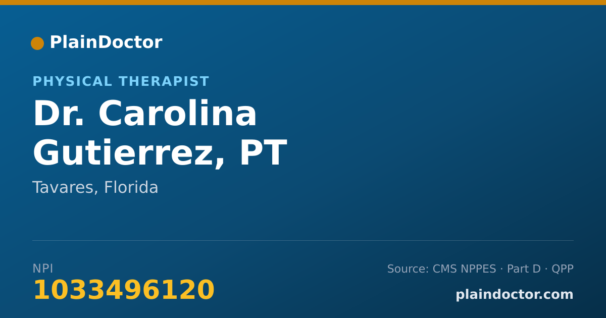 Shareable card for Carolina Gutierrez, PT - Physical Therapist, Tavares, FL