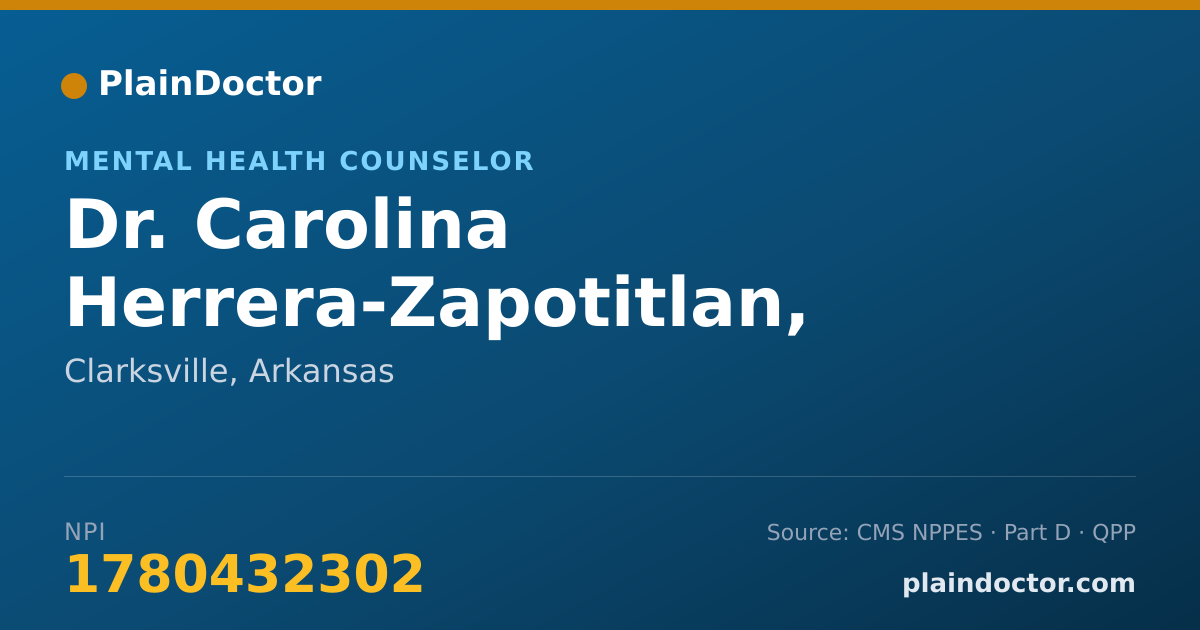 Shareable card for Carolina Herrera-Zapotitlan, LAC - Mental Health Counselor, Clarksville, AR