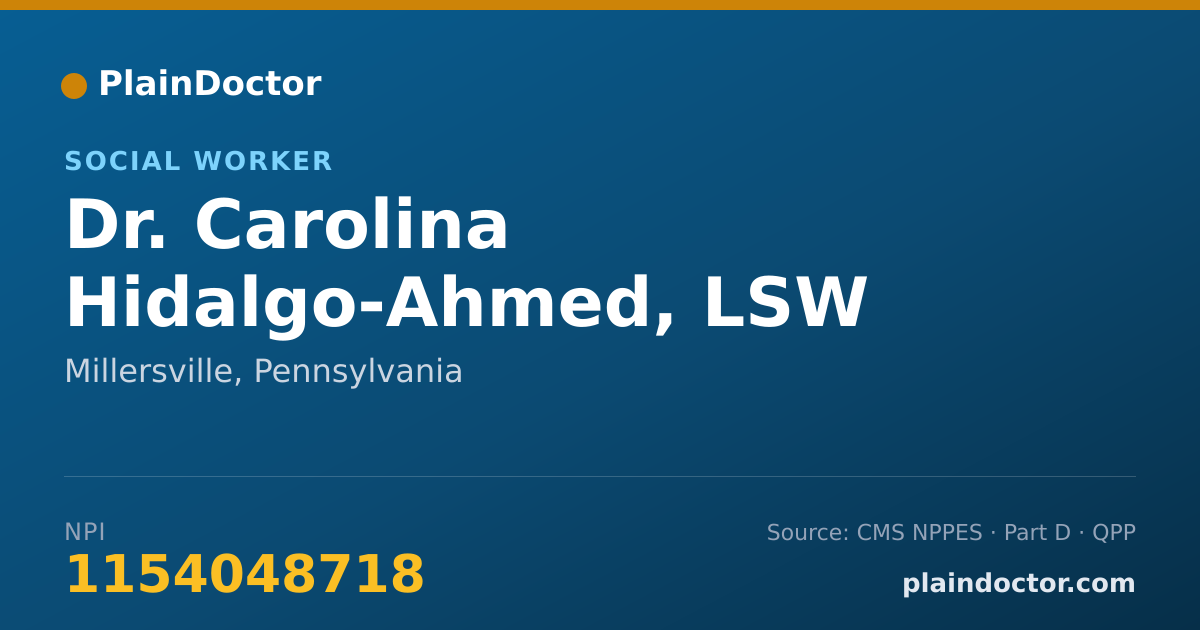 Shareable card for Carolina Hidalgo-Ahmed, LSW - Social Worker, Millersville, PA