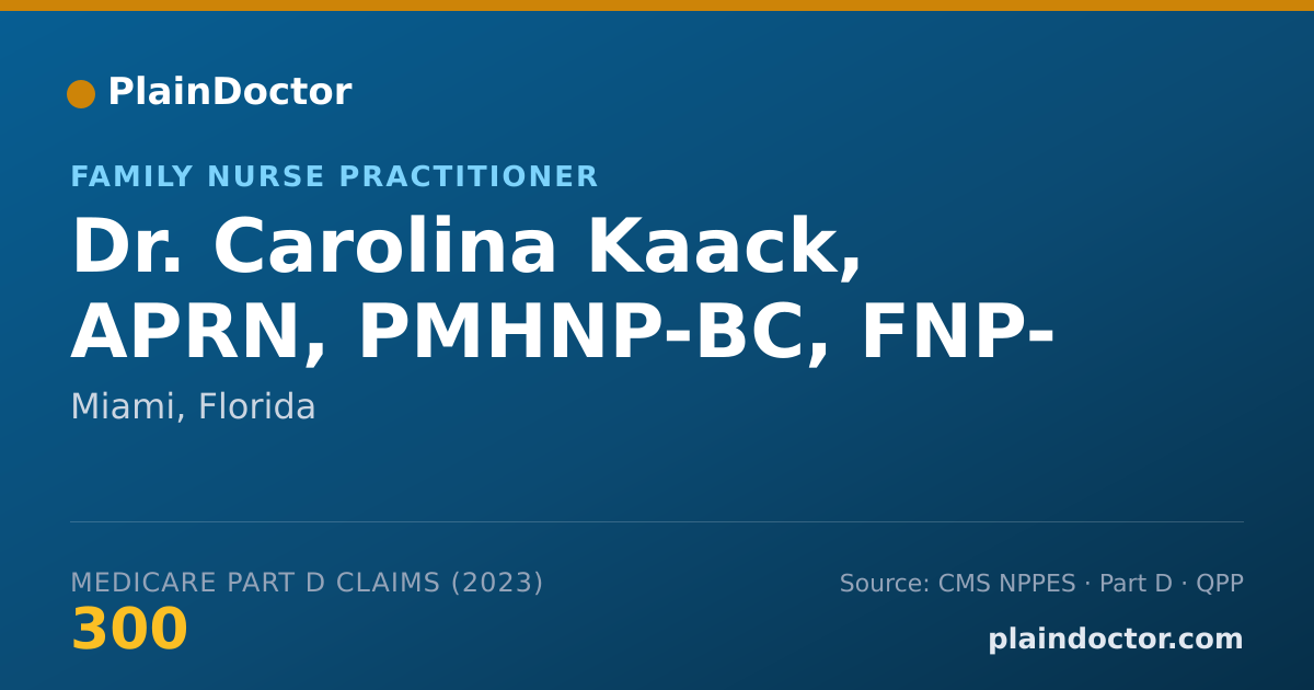Shareable card for Carolina Kaack, APRN, PMHNP-BC, FNP- - Family Nurse Practitioner, Miami, FL