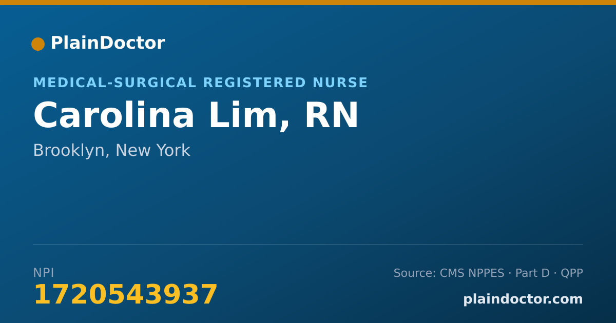 Shareable card for Carolina Lim, RN - Medical-Surgical Registered Nurse, Brooklyn, NY