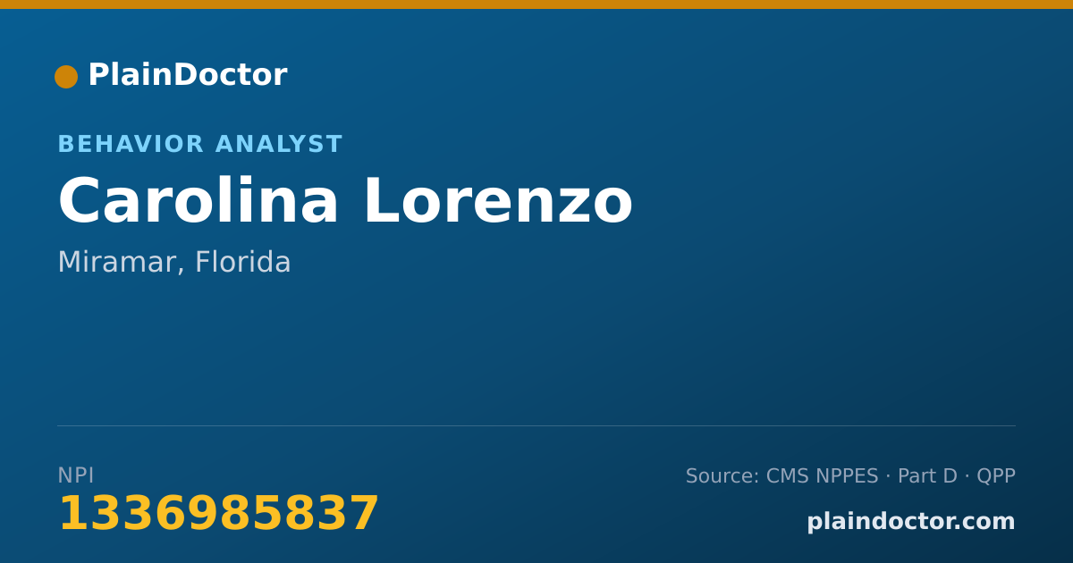 Shareable card for Carolina Lorenzo - Behavior Analyst, Miramar, FL
