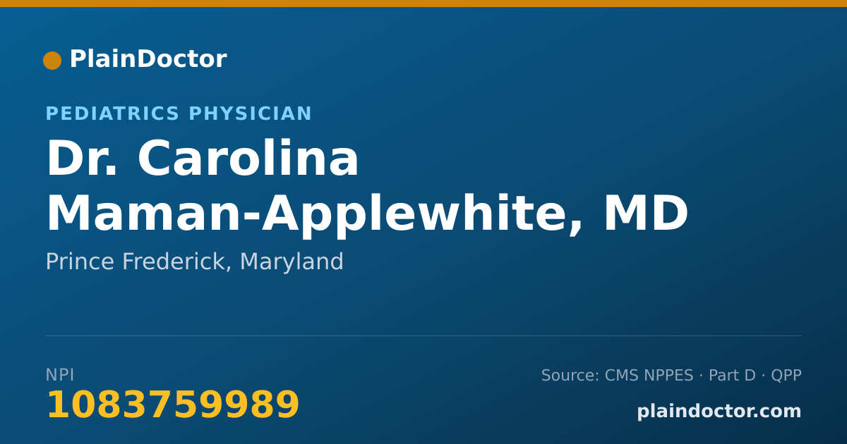 Shareable card for Carolina Maman-Applewhite, MD - Pediatrics Physician, Prince Frederick, MD