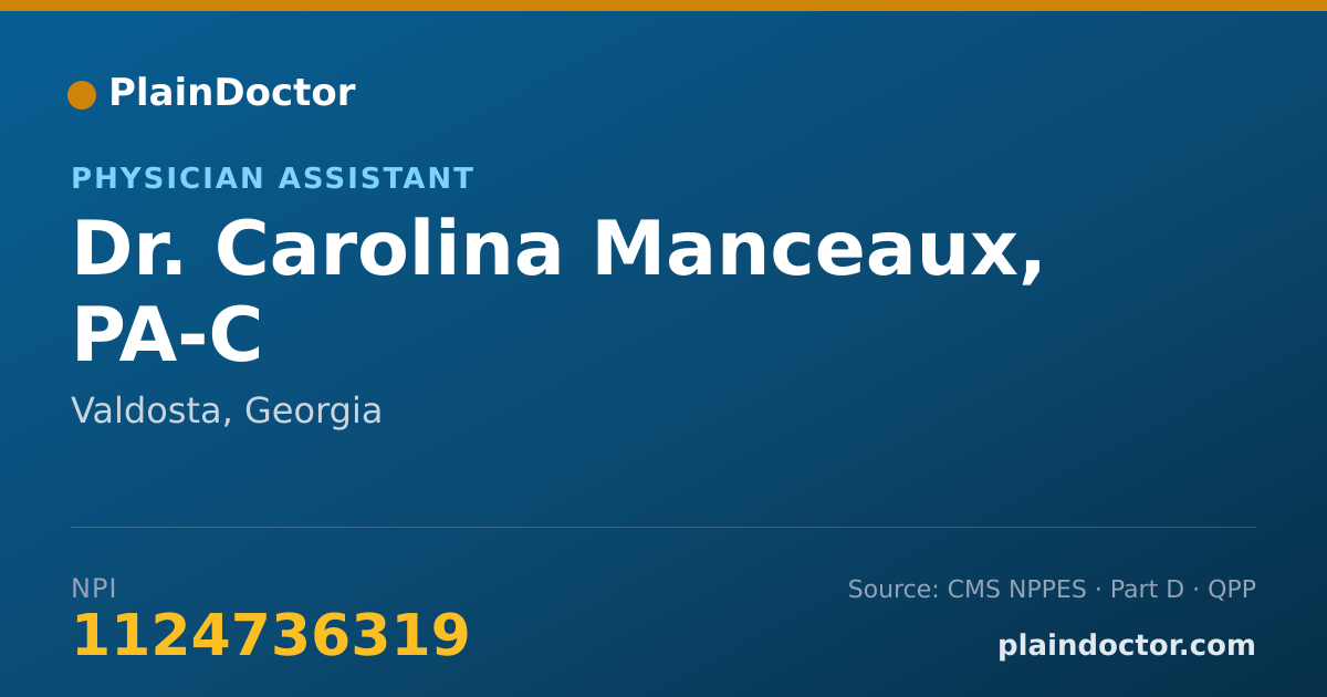 Shareable card for Carolina Manceaux, PA-C - Physician Assistant, Valdosta, GA