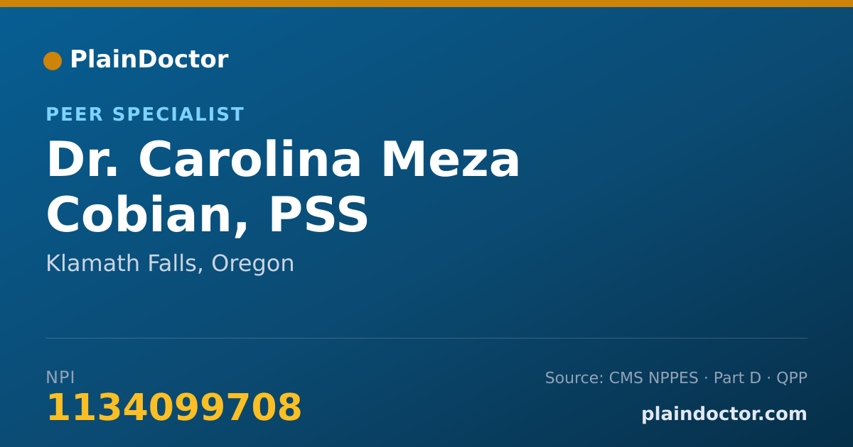 Shareable card for Carolina Meza Cobian, PSS - Peer Specialist, Klamath Falls, OR