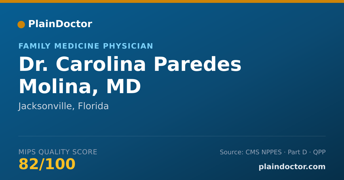 Shareable card for Carolina Paredes Molina, MD - Family Medicine Physician, Jacksonville, FL