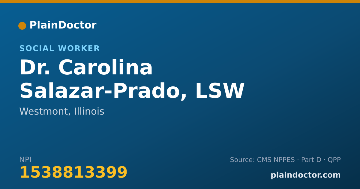 Shareable card for Carolina Salazar-Prado, LSW - Social Worker, Westmont, IL