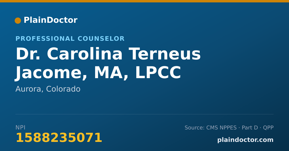 Shareable card for Carolina Terneus Jacome, MA, LPCC - Professional Counselor, Aurora, CO