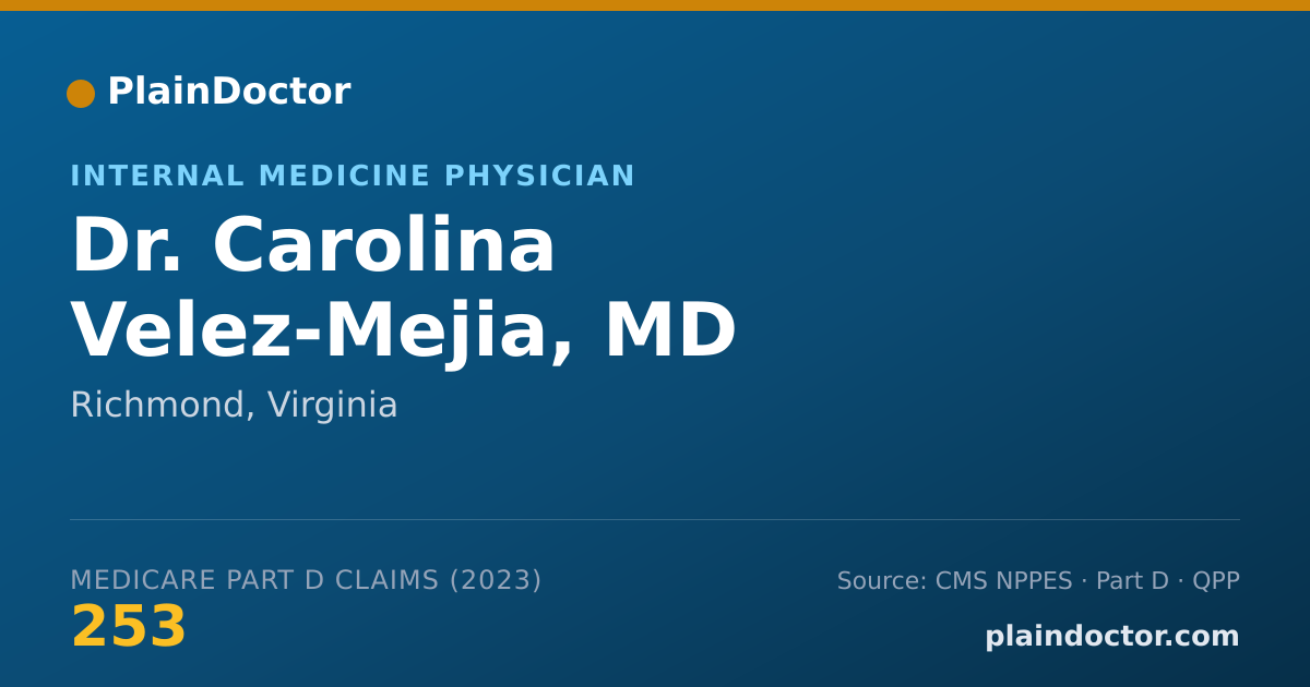 Shareable card for Carolina Velez-Mejia, MD - Internal Medicine Physician, Richmond, VA