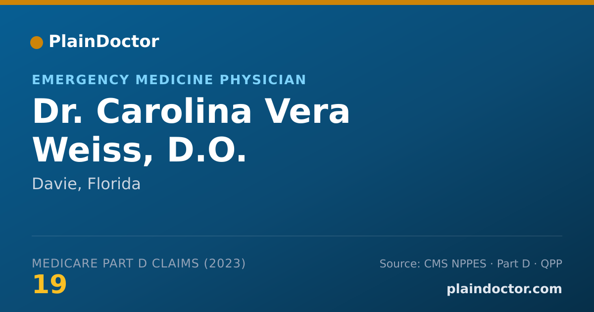 Shareable card for Carolina Vera Weiss, D.O. - Emergency Medicine Physician, Davie, FL