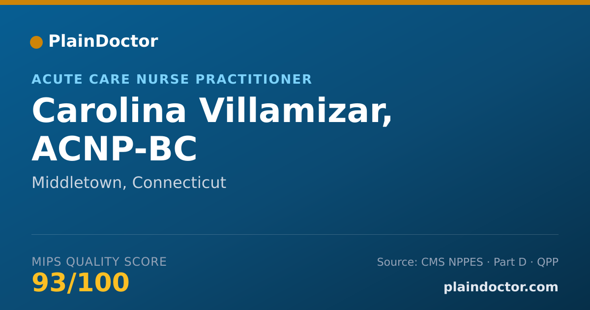 Shareable card for Carolina Villamizar, ACNP-BC - Acute Care Nurse Practitioner, Middletown, CT