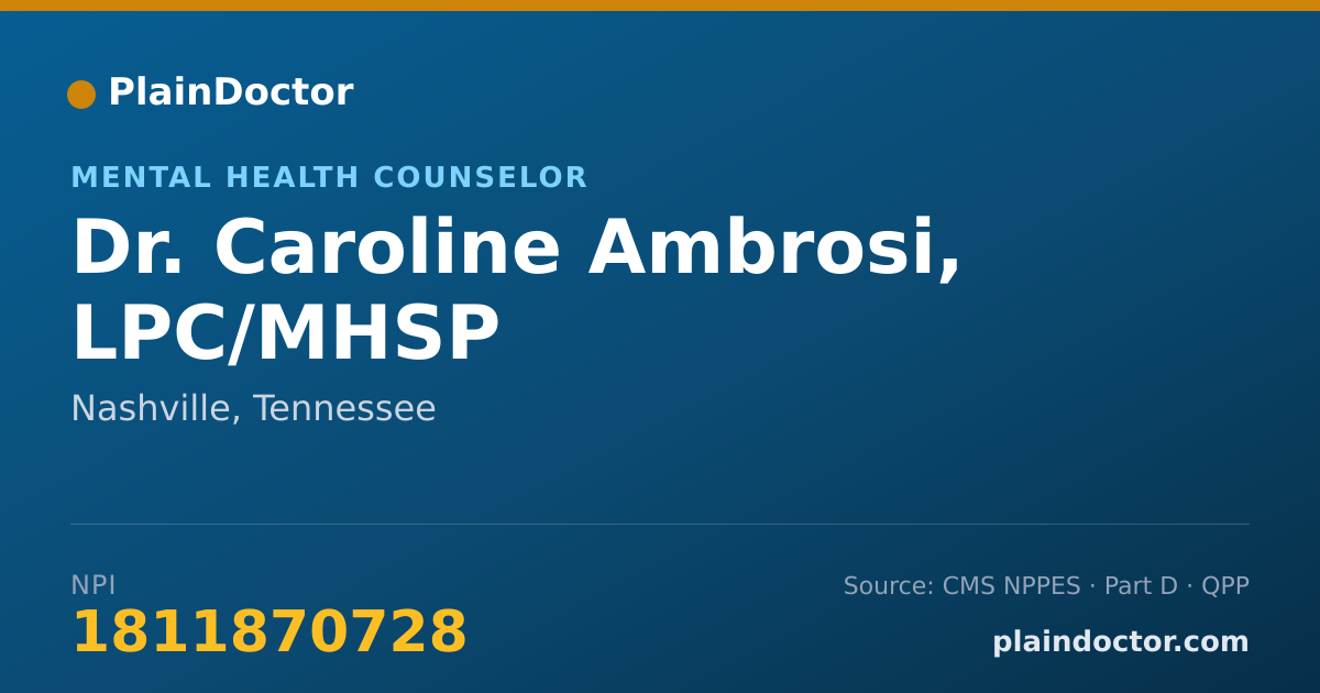 Shareable card for Caroline Ambrosi, LPC/MHSP - Mental Health Counselor, Nashville, TN
