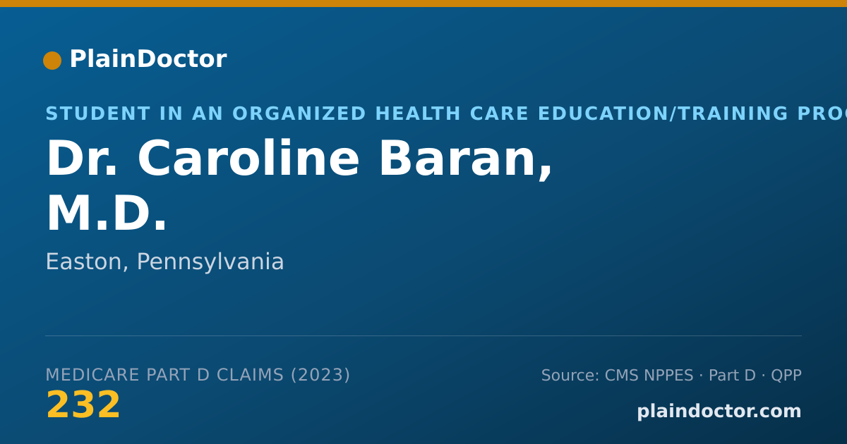 Shareable card for Caroline Baran, M.D. - Student in an Organized Health Care Education/Training Program, Easton, PA