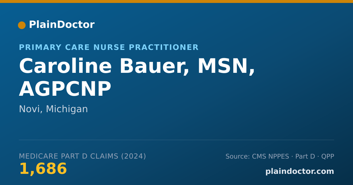 Shareable card for Caroline Bauer, MSN, AGPCNP - Primary Care Nurse Practitioner, Novi, MI