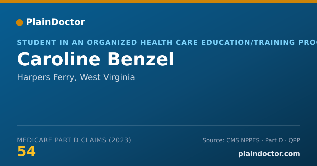 Shareable card for Caroline Benzel - Student in an Organized Health Care Education/Training Program, Harpers Ferry, WV