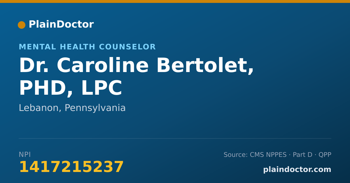 Shareable card for Caroline Bertolet, PHD, LPC - Mental Health Counselor, Lebanon, PA
