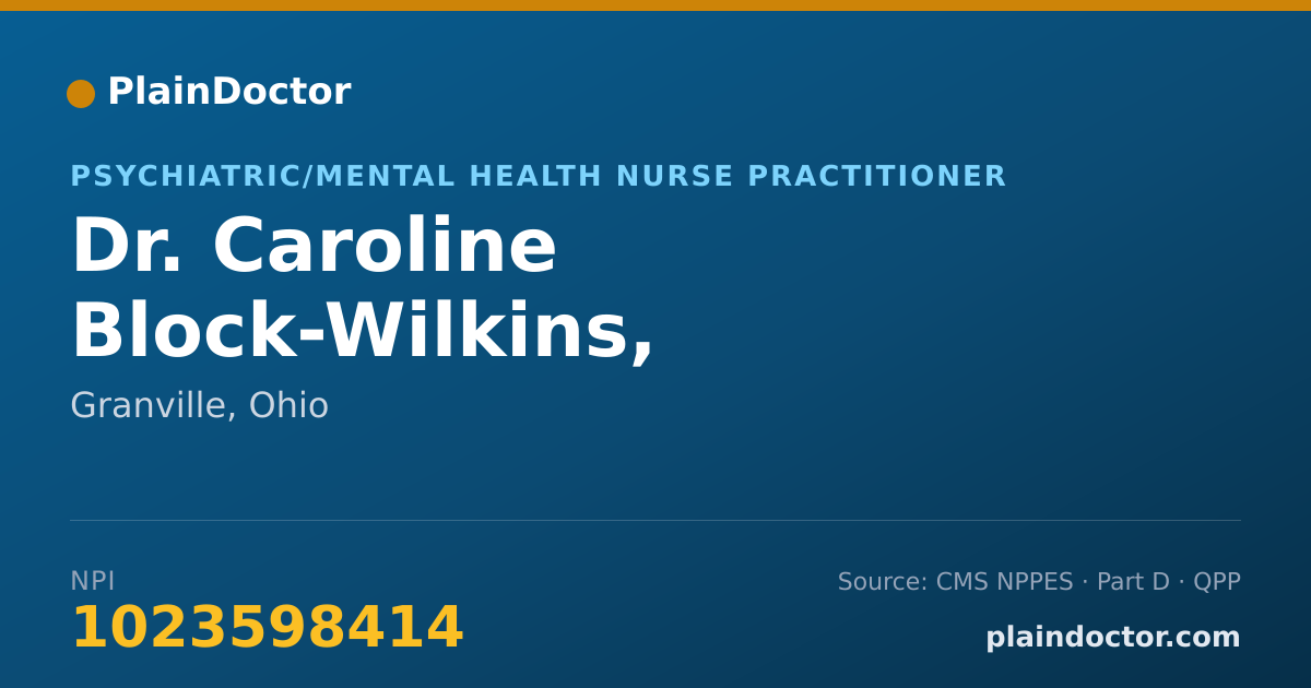 Shareable card for Caroline Block-Wilkins, PMHNP-BC, CPNP - Psychiatric/Mental Health Nurse Practitioner, Granville, OH