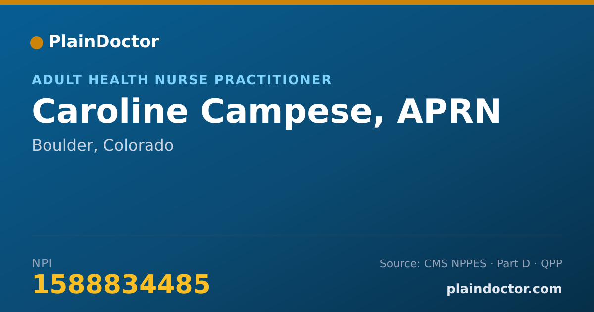 Shareable card for Caroline Campese, APRN - Adult Health Nurse Practitioner, Boulder, CO