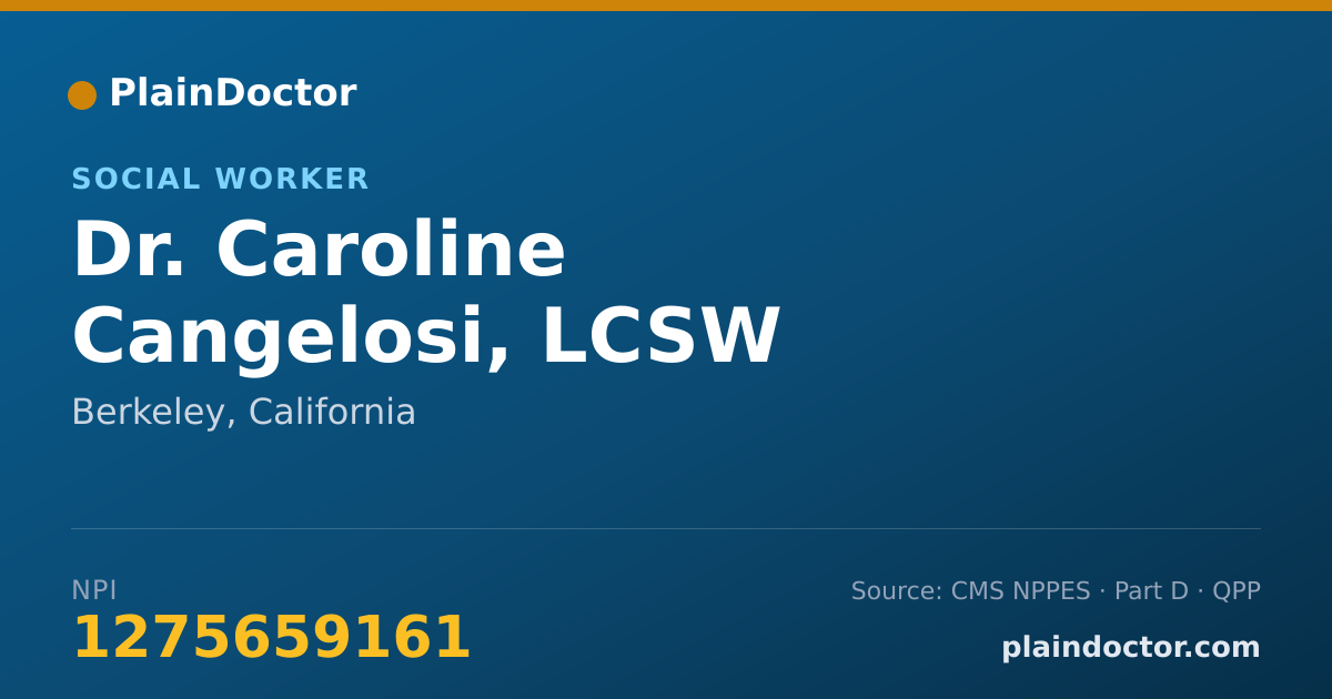 Shareable card for Caroline Cangelosi, LCSW - Social Worker, Berkeley, CA