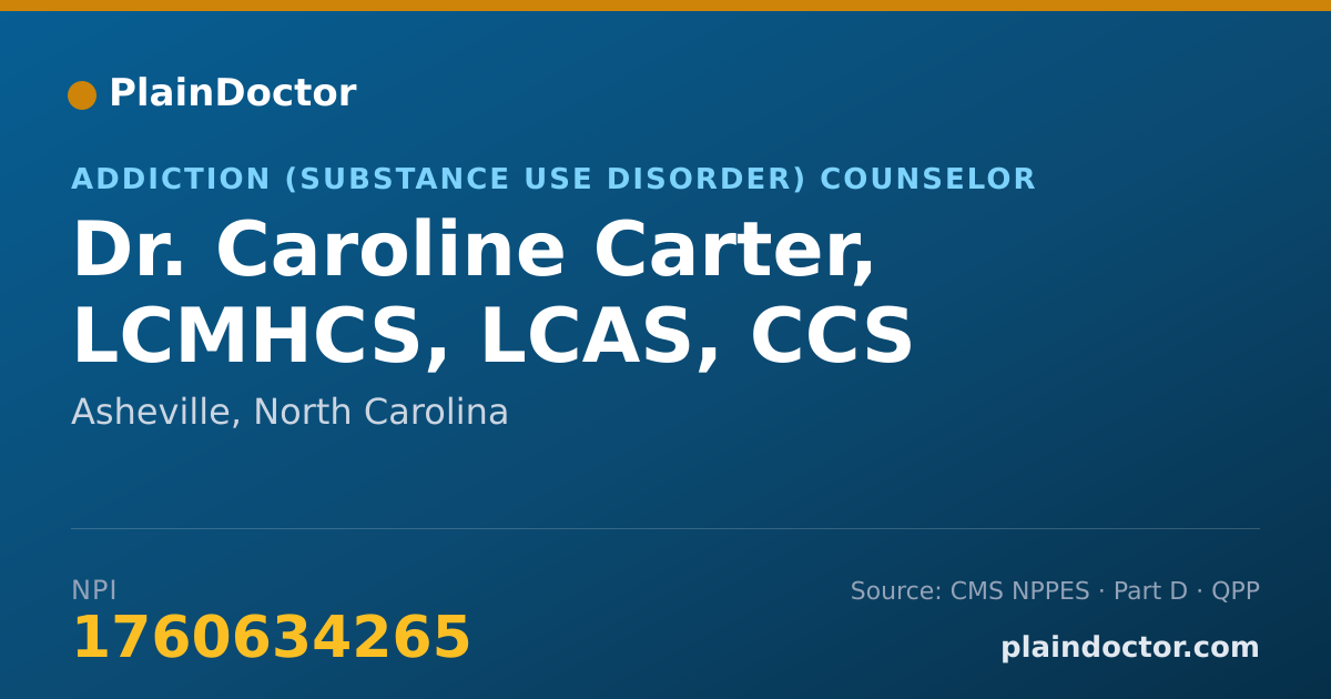 Shareable card for Caroline Carter, LCMHCS, LCAS, CCS - Addiction (Substance Use Disorder) Counselor, Asheville, NC