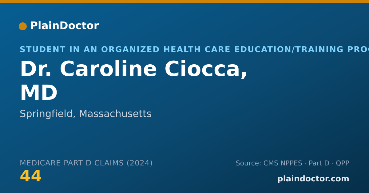 Shareable card for Caroline Ciocca, MD - Student in an Organized Health Care Education/Training Program, Springfield, MA