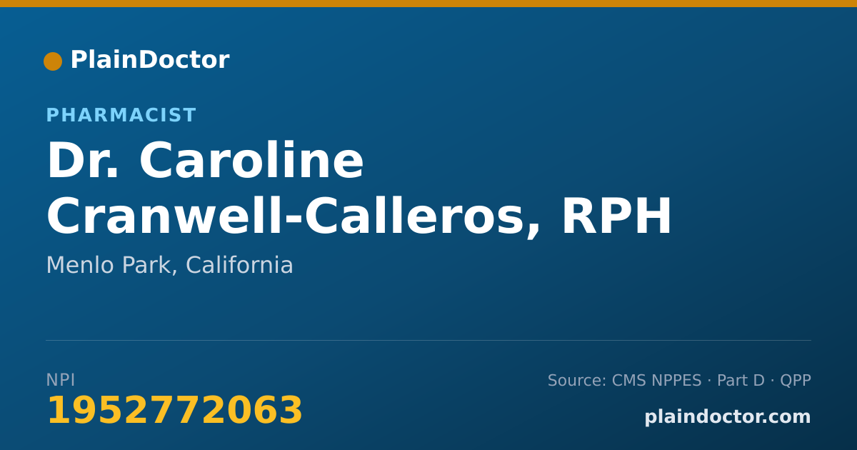 Shareable card for Caroline Cranwell-Calleros, RPH - Pharmacist, Menlo Park, CA