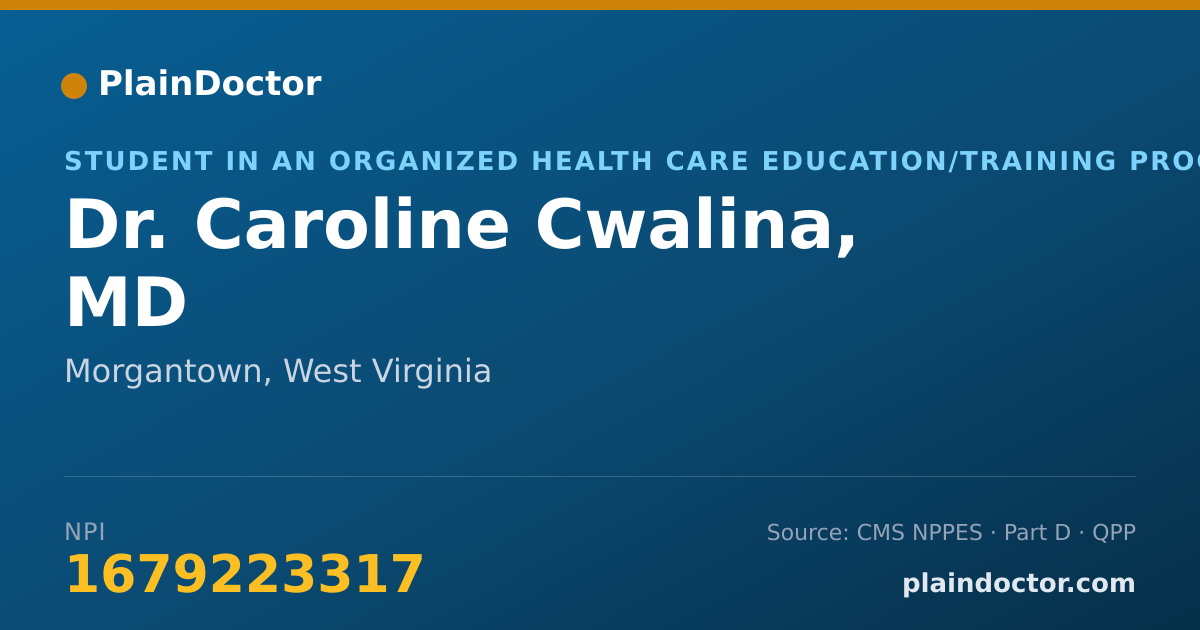 Shareable card for Caroline Cwalina, MD - Student in an Organized Health Care Education/Training Program, Morgantown, WV