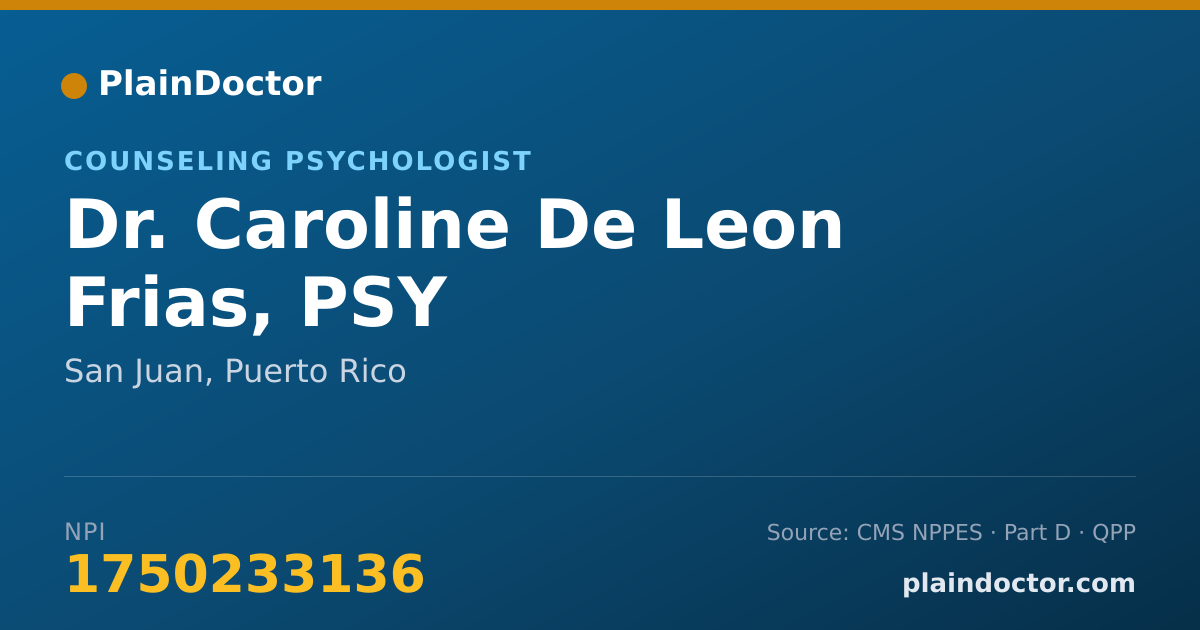 Shareable card for Caroline De Leon Frias, PSY - Counseling Psychologist, San Juan, PR
