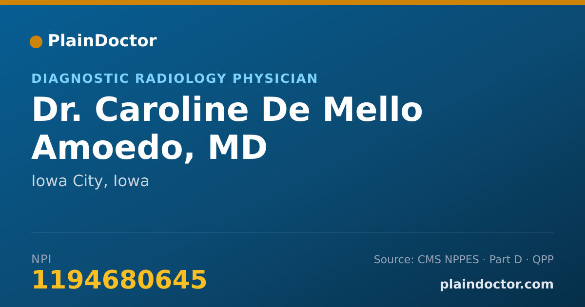 Shareable card for Caroline De Mello Amoedo, MD - Diagnostic Radiology Physician, Iowa City, IA