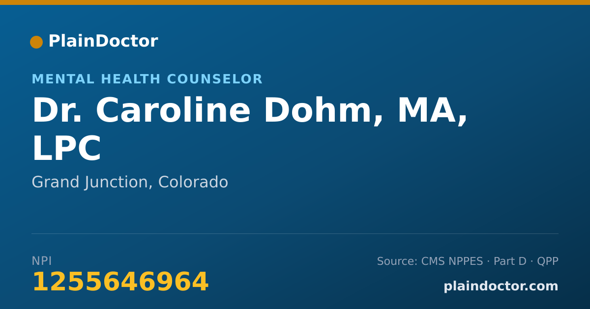 Shareable card for Caroline Dohm, MA, LPC - Mental Health Counselor, Grand Junction, CO