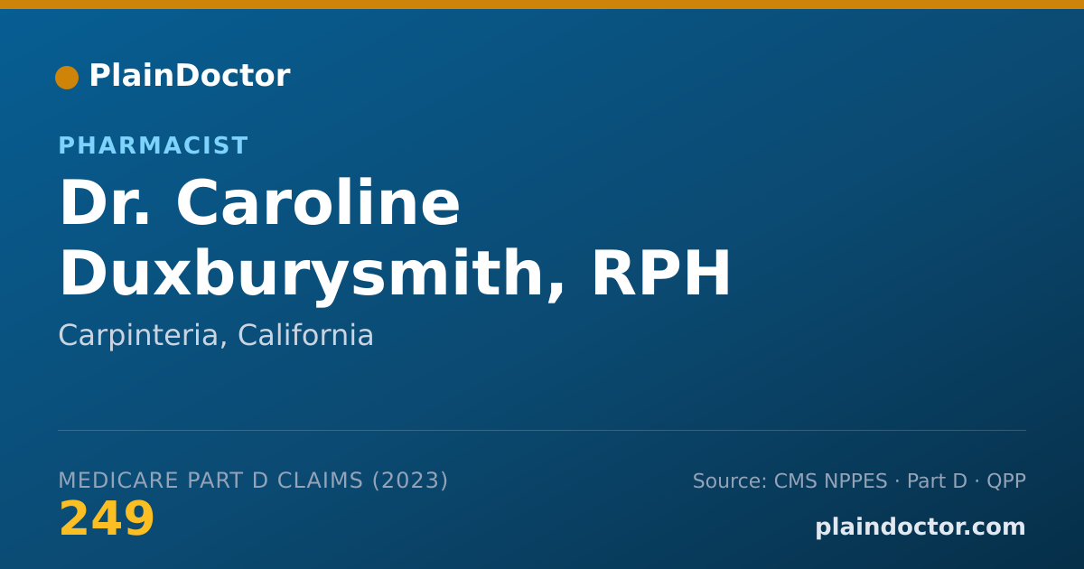 Shareable card for Caroline Duxburysmith, RPH - Pharmacist, Carpinteria, CA