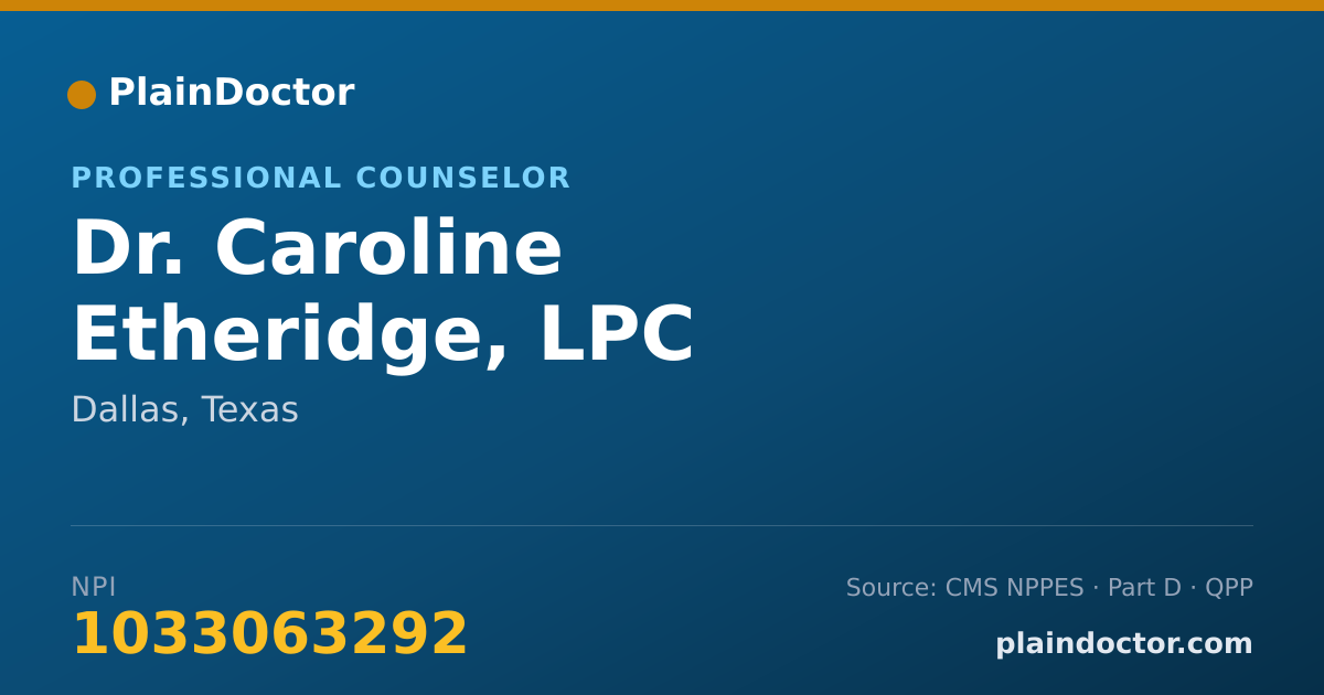 Shareable card for Caroline Etheridge, LPC ASSOCIATE - Professional Counselor, Dallas, TX