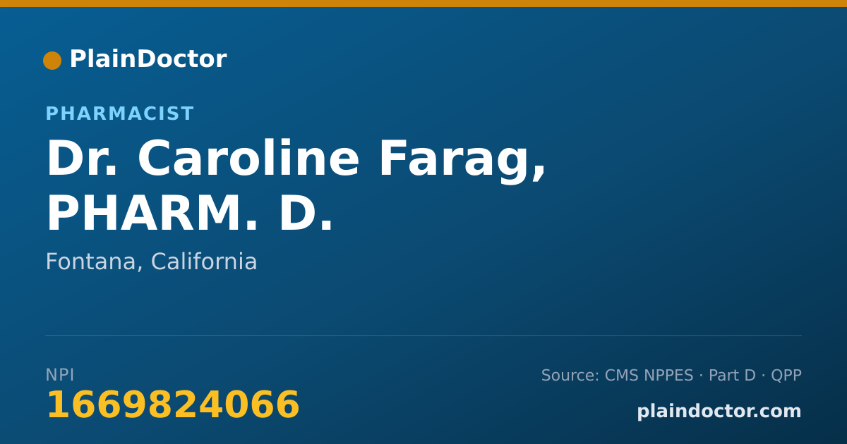 Shareable card for Caroline Farag, PHARM. D. - Pharmacist, Fontana, CA