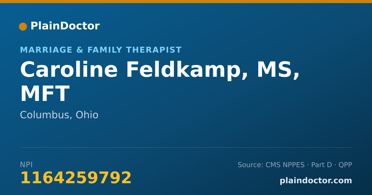 Shareable card for Caroline Feldkamp, MS, MFT - Marriage & Family Therapist, Columbus, OH