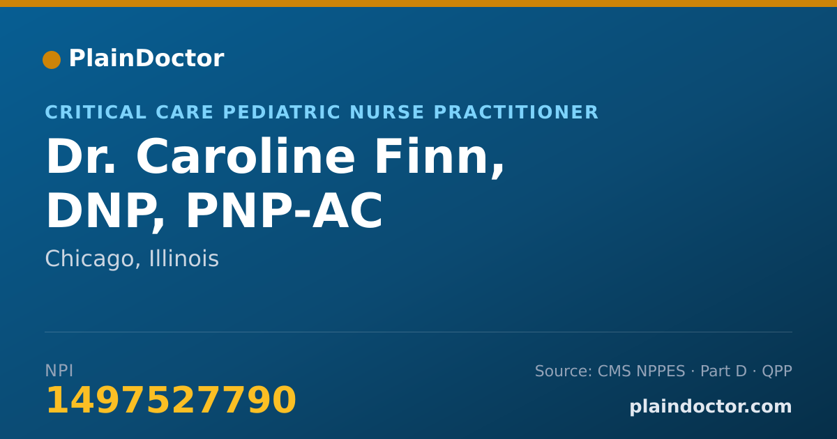 Shareable card for Caroline Finn, DNP, PNP-AC - Critical Care Pediatric Nurse Practitioner, Chicago, IL