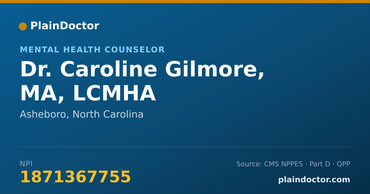 Shareable card for Caroline Gilmore, MA, LCMHA - Mental Health Counselor, Asheboro, NC