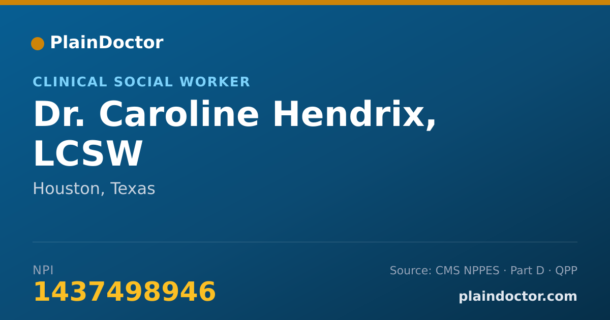 Shareable card for Caroline Hendrix, LCSW - Clinical Social Worker, Houston, TX