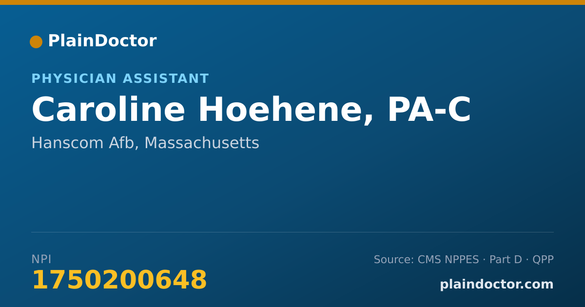 Shareable card for Caroline Hoehene, PA-C - Physician Assistant, Hanscom Afb, MA