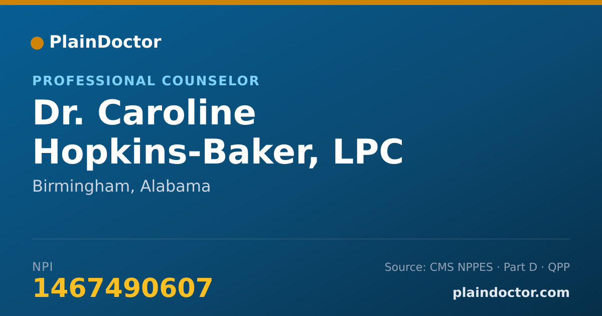 Shareable card for Caroline Hopkins-Baker, LPC - Professional Counselor, Birmingham, AL